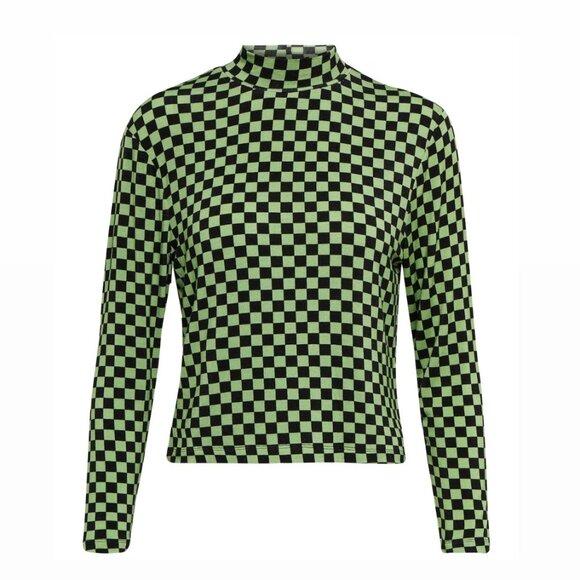 RIXO Tops - FREE SHIPPING! RIXO London - Tully Knit Top in Green/Black Checker